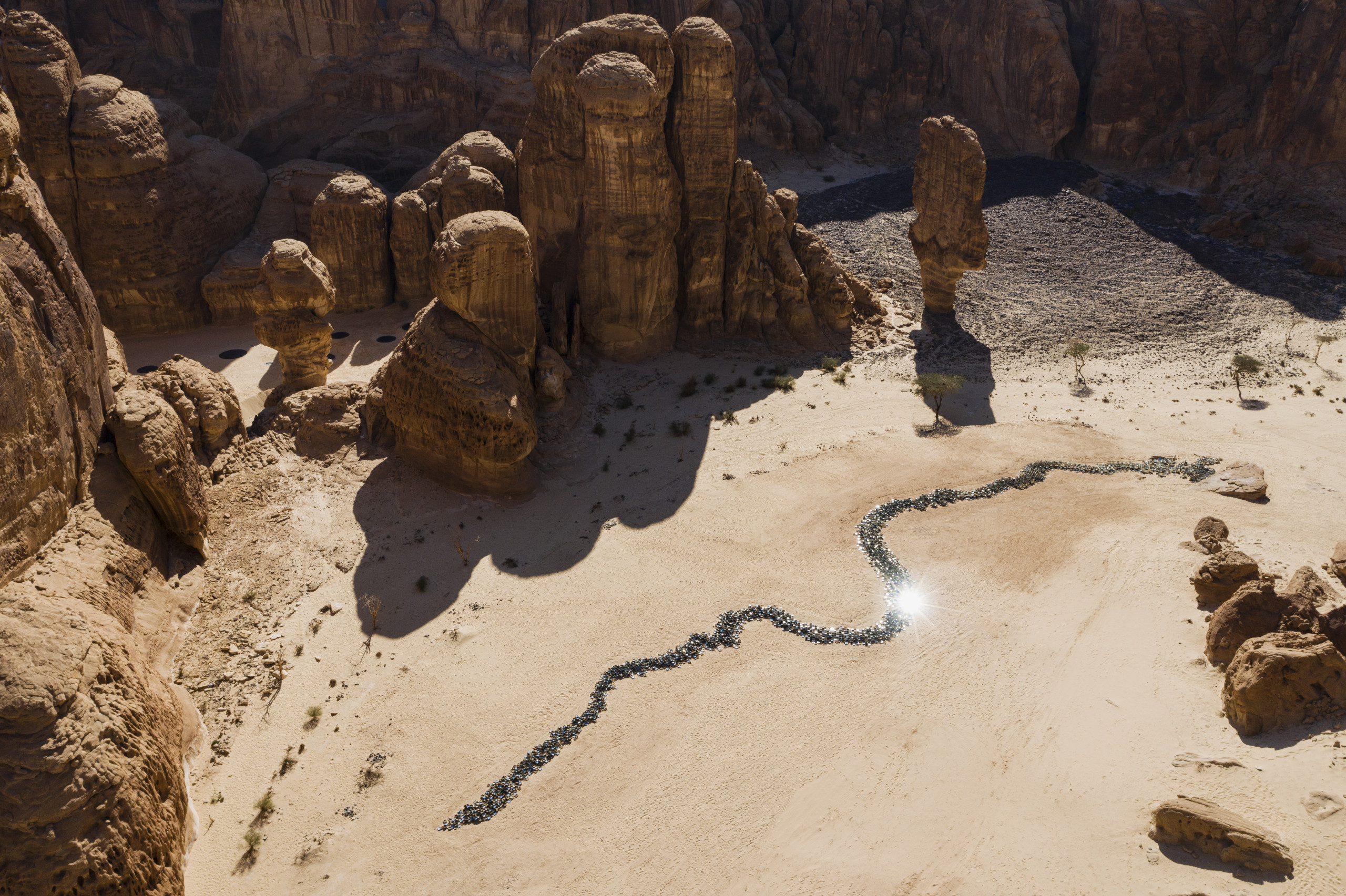 Zahrah AlGhamdi, *Glimpses of the Past*, installation view at Desert X AlUla 2020, photo by Lance Gerber, courtesy the artist and Desert X AlUla.